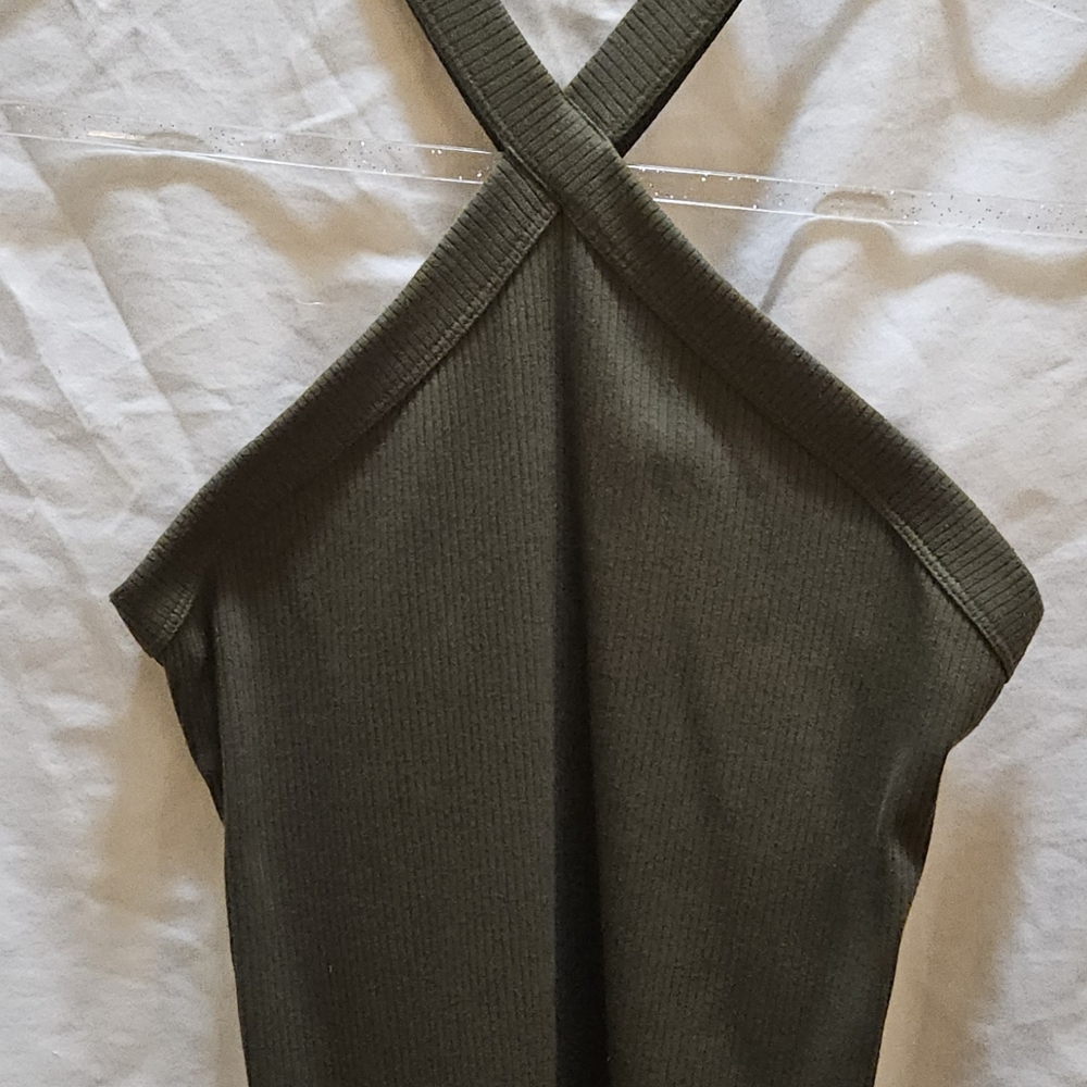 SO Olive Green Ribbed Tank Top